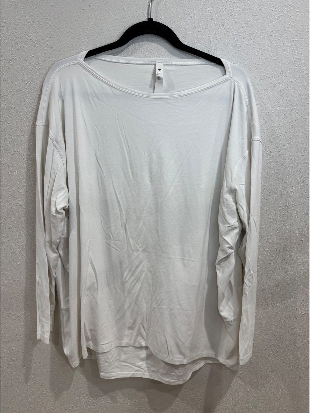 Lululemon White Long Sleeve Relaxed Fit Boat Neck Top Women’s Size 14
